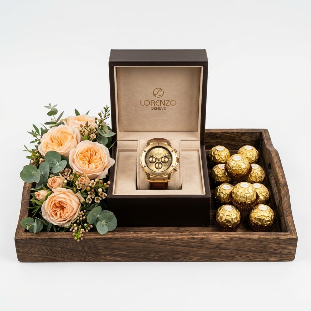 Modern Royalty Luxury Watch & Chocolate Gift Tray